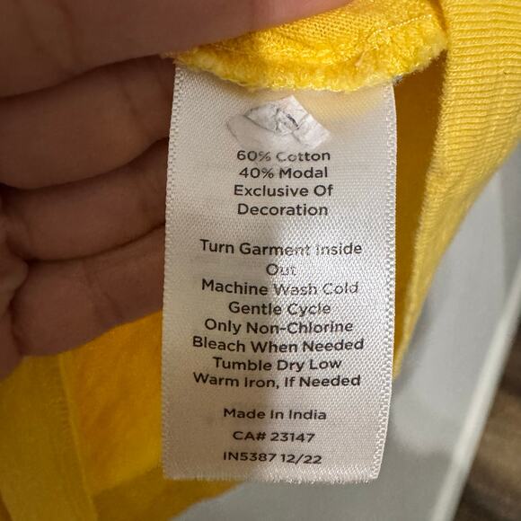 Talbots Top Size XL Yellow Embroidered Floral Off Shoulder Festival Artsy - Picture 6 of 11